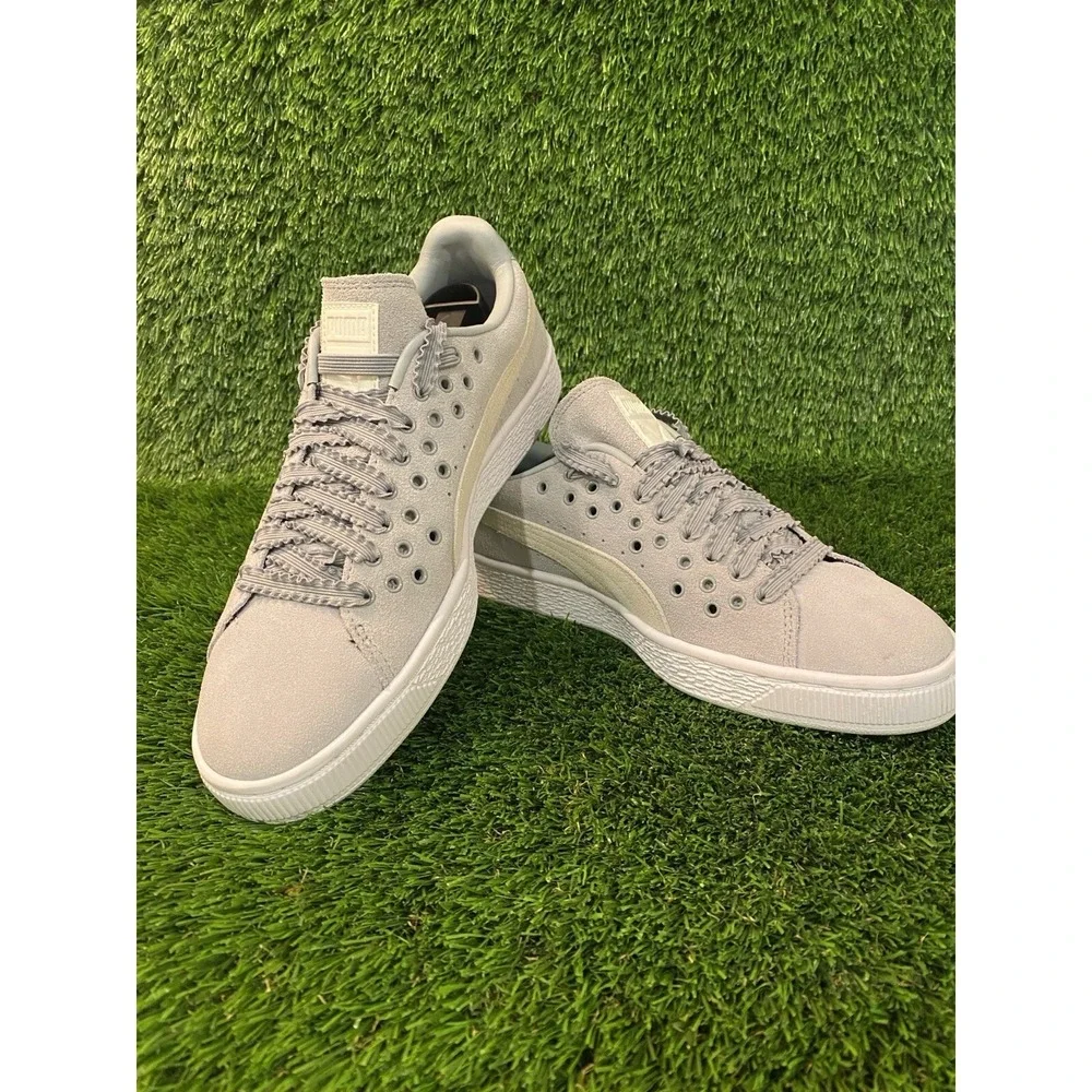 Puma Suede XL Big Ribbon Lace VR Sneakers - Gray - Women's Sz 9 Rare Shoes